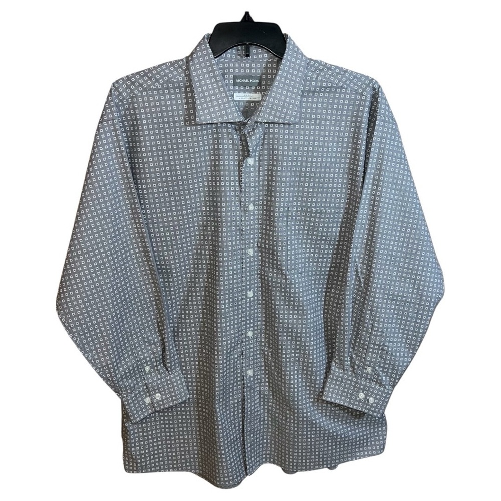 Michael Kors Dress Shirt Men’s Size 19 34/35 Grey Big Fit AirSoft Stretch Button